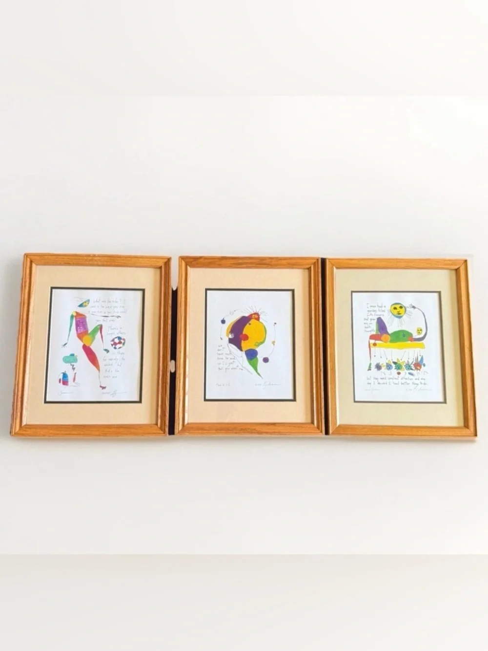 Brian Andreas Signed Framed Watercolor Prints Set of 3 Story People Abstract Art